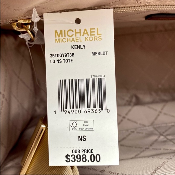 Michael Kors Kenly Large Logo Tote Shoulder Bag and Wallet Set Merlot - Picture 6 of 11